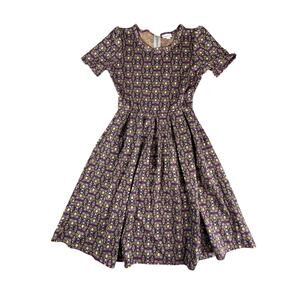 LuLaRoe Amelia Dress Womens Small Purple Floral Geometric Knee Length Pockets
